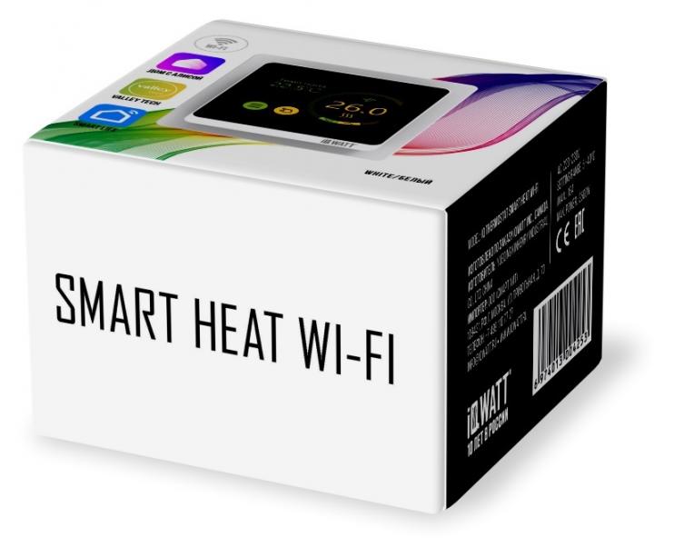 Программируемый терморегулятор с цветным сенсорным TFT дисплеем SMART HEAT Wi-Fi WHITE и голосовым управлением Алиса